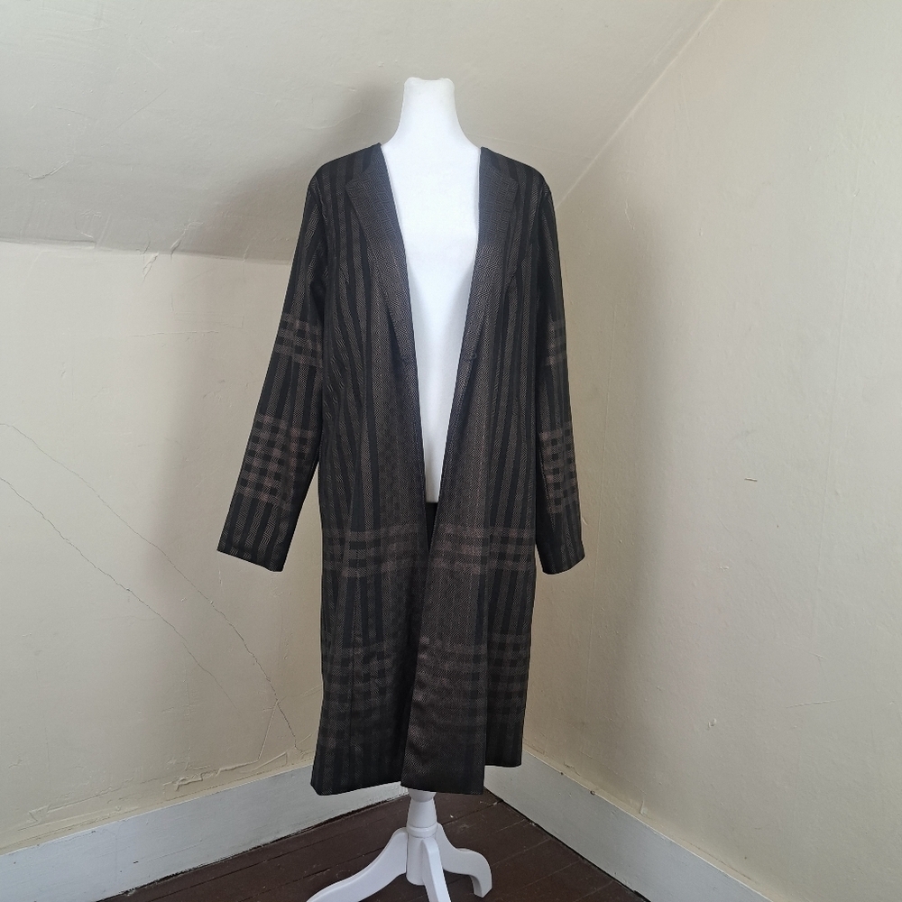 Soft Surroundings ‎ Stonehaven Plaid Duster Cardigan Jacket Women’s Size M
